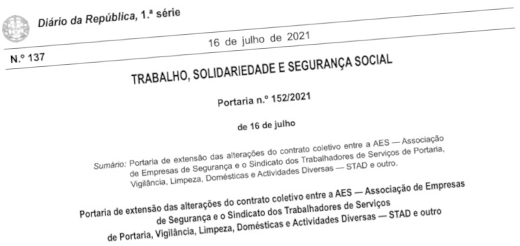 Sector da vigilância privada publicada hoje a portaria de extensão do Contrato Colectivo de Trabalho
