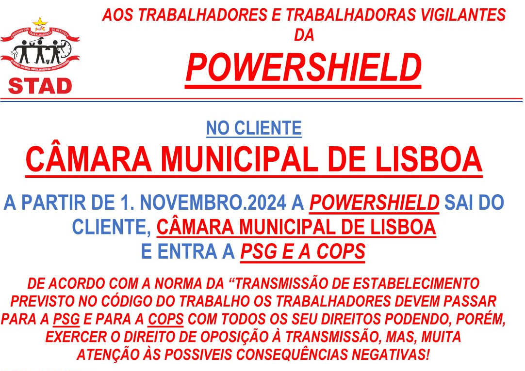 AOS TRABALHADORES E TRABALHADORAS VIGILANTES DA POWERSHIELD NA CML